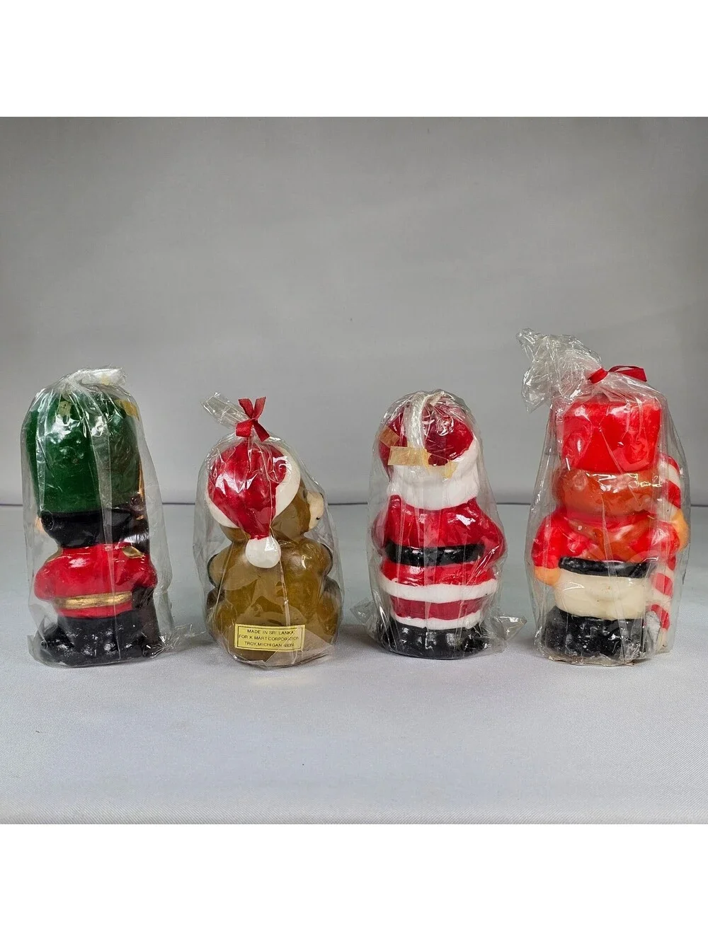 Vintage Christmas Candles Set of 4 Santa Teddy Bear Toy Soldier Nutcracker New